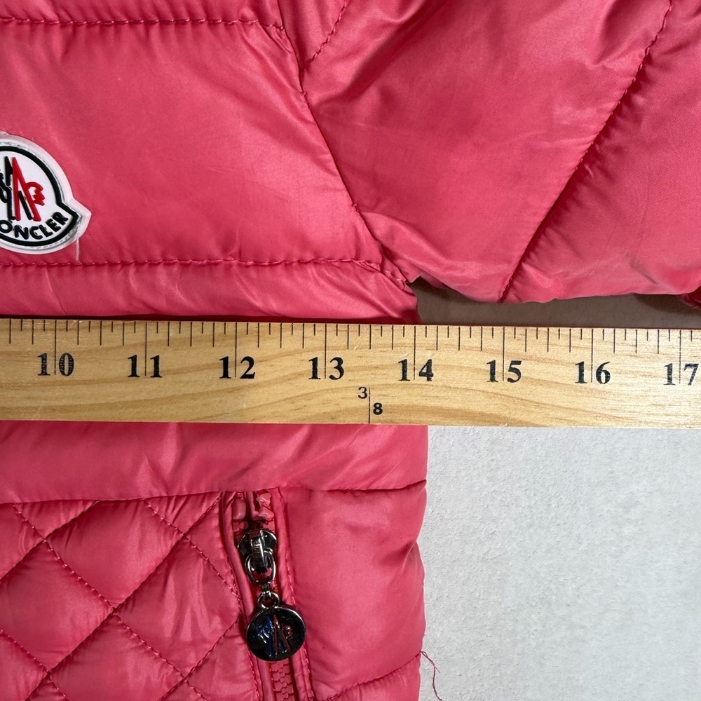 Moncler Pink Quilted Kids Size XL US 5T Jacket with Fur Trim Luxury Designer - Picture 10 of 11